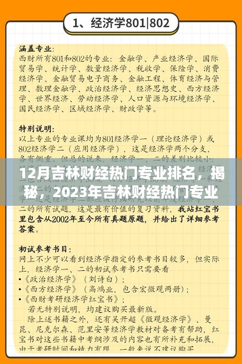 揭秘，2023年吉林財(cái)經(jīng)熱門(mén)專業(yè)排名榜單，你心儀的專業(yè)在其中嗎？
