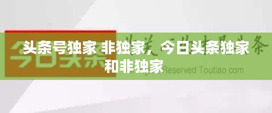 頭條號獨家 非獨家，今日頭條獨家和非獨家 