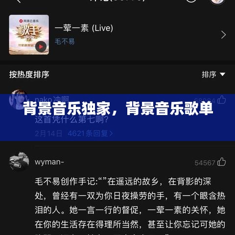 背景音樂獨家，背景音樂歌單 