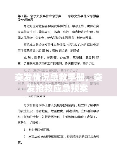 突發(fā)情況急救手冊(cè)，突發(fā)搶救應(yīng)急預(yù)案 