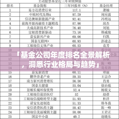 「基金公司年度排名全景解析，洞悉行業(yè)格局與趨勢(shì)」