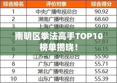 南明區(qū)拳法高手TOP10榜單揭曉！