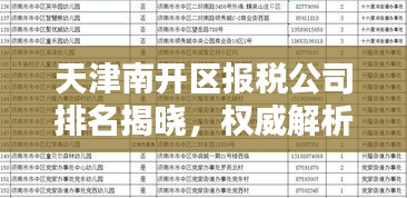 天津南開區(qū)報(bào)稅公司排名揭曉，權(quán)威解析助你了解行業(yè)佼佼者