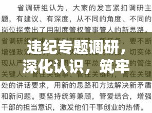違紀(jì)專題調(diào)研，深化認(rèn)識，筑牢防線，守護(hù)制度紅線