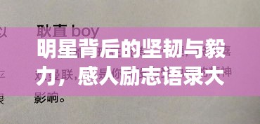 明星背后的堅韌與毅力，感人勵志語錄大揭秘！