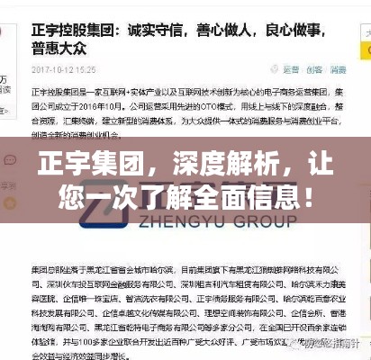 正宇集團(tuán)，深度解析，讓您一次了解全面信息！