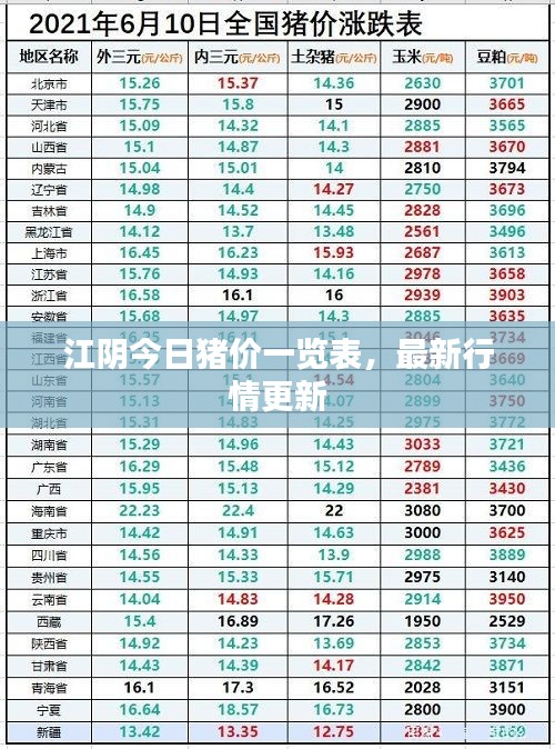 江陰今日豬價(jià)一覽表，最新行情更新