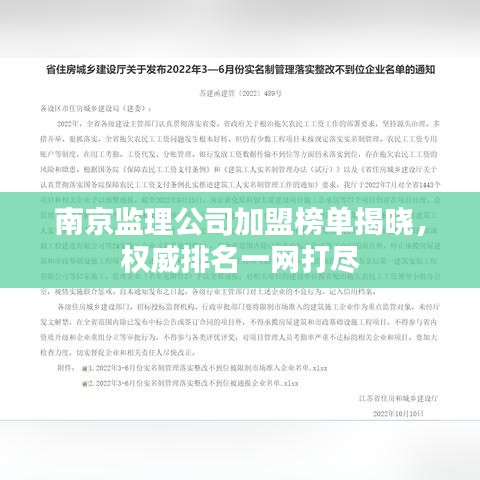 南京監(jiān)理公司加盟榜單揭曉，權(quán)威排名一網(wǎng)打盡