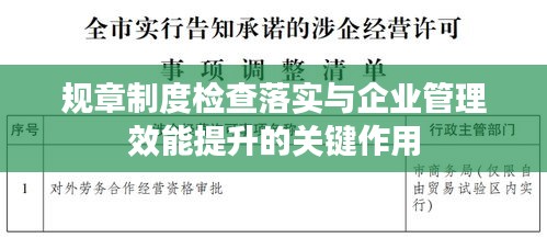 規(guī)章制度檢查落實與企業(yè)管理效能提升的關(guān)鍵作用