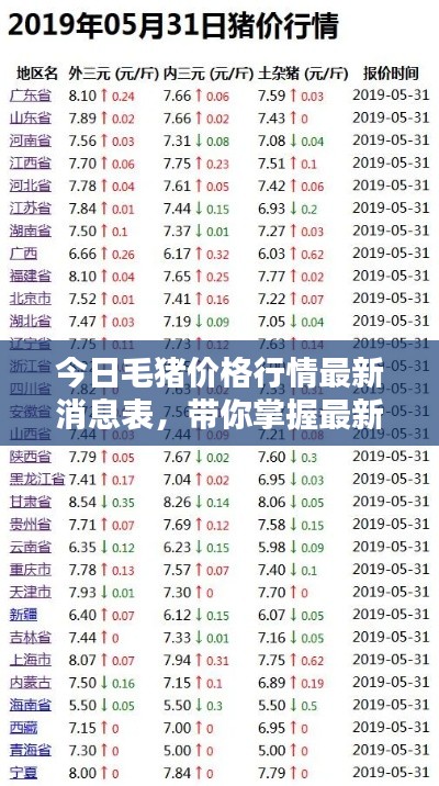今日毛豬價(jià)格行情最新消息表，帶你掌握最新動(dòng)態(tài)！
