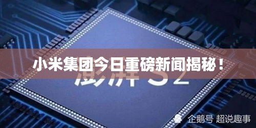 小米集團(tuán)今日重磅新聞揭秘！