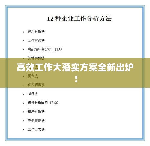 高效工作大落實方案全新出爐！