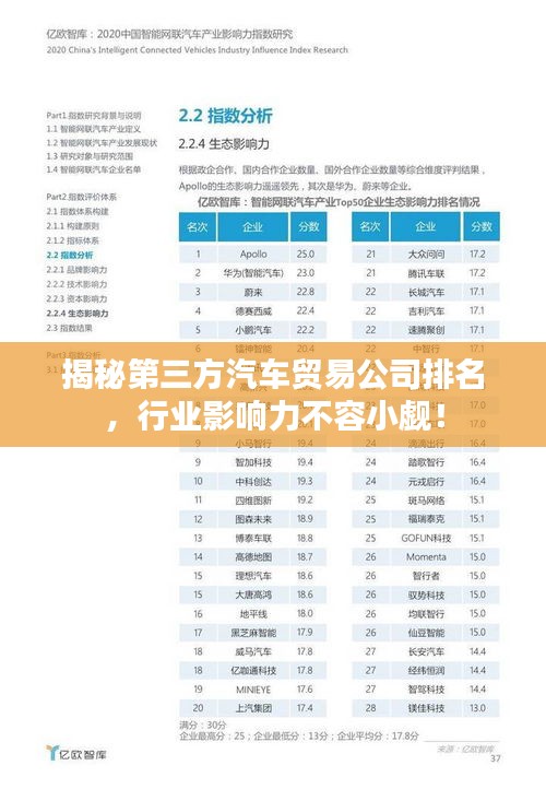 揭秘第三方汽車貿(mào)易公司排名，行業(yè)影響力不容小覷！