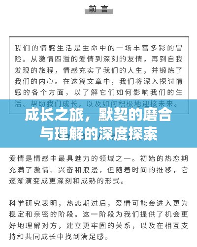 成長之旅，默契的磨合與理解的深度探索