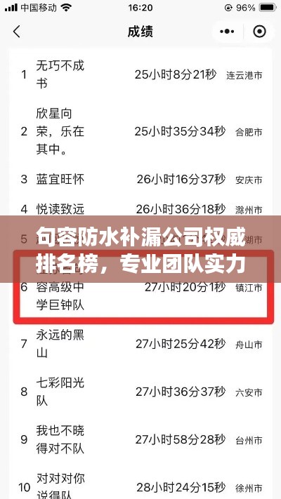 句容防水補(bǔ)漏公司權(quán)威排名榜，專業(yè)團(tuán)隊(duì)實(shí)力大比拼！
