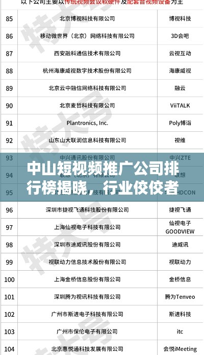 中山短視頻推廣公司排行榜揭曉，行業(yè)佼佼者一網(wǎng)打盡！